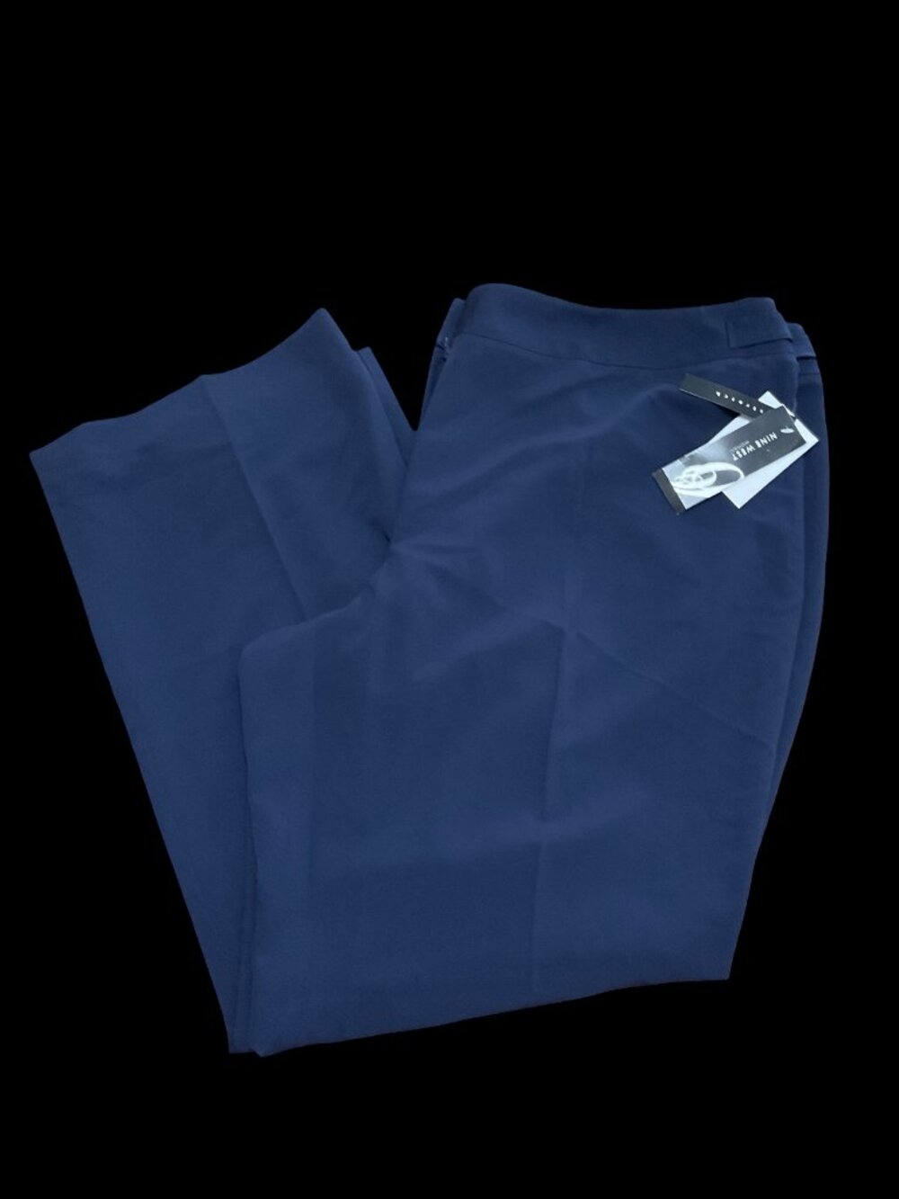 Navy Wide Leg Dress Pant w/ Waist Detail